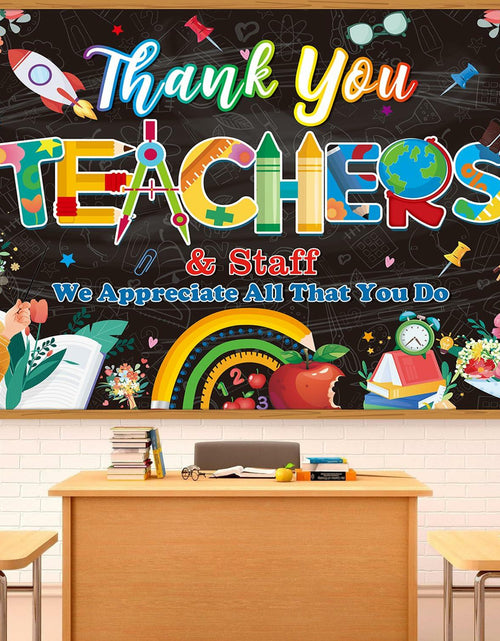 Load image into Gallery viewer, Thank You Teachers Backdrop 6x4FT Teacher Appreciation Banner Blue
