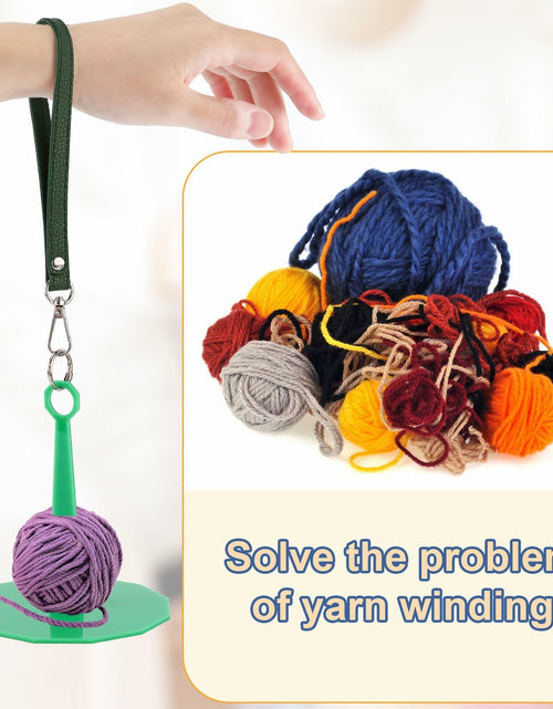 Load image into Gallery viewer, Portable Wrist Yarn Holder Leather Band Acrylic Stand Dark Green

