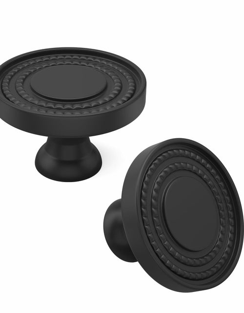 Load image into Gallery viewer, Leulan 5-Pack Black Knurled Cabinet Knobs Matte Drawer Pulls for Kitchen
