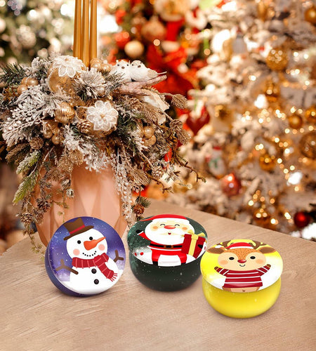 Christmas Scented Candle Set 3 Pack Soy Apple Cinnamon Cedar Vanilla 2.5oz