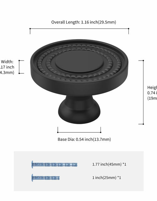 Load image into Gallery viewer, Leulan 5-Pack Black Knurled Cabinet Knobs Matte Drawer Pulls for Kitchen
