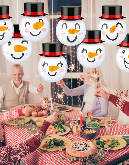 Load image into Gallery viewer, Riakrum 12 Pcs Winter Snowman Paper Lanterns Hanging Christmas Ornaments
