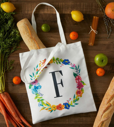 Okuna Outpost Canvas Tote Bags Set of 2 Monogram F Floral 29in