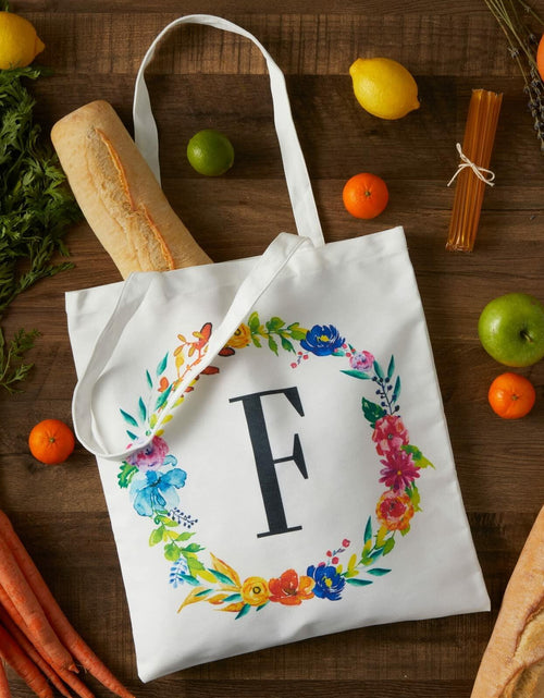 Load image into Gallery viewer, Okuna Outpost Canvas Tote Bags Set of 2 Monogram F Floral 29in

