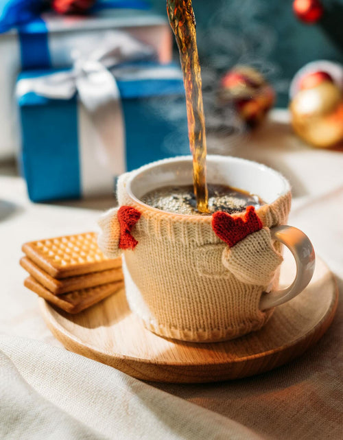 Load image into Gallery viewer, Sweater Mug Winter Cozy 14oz Red White Gloves Tree Holiday Gift
