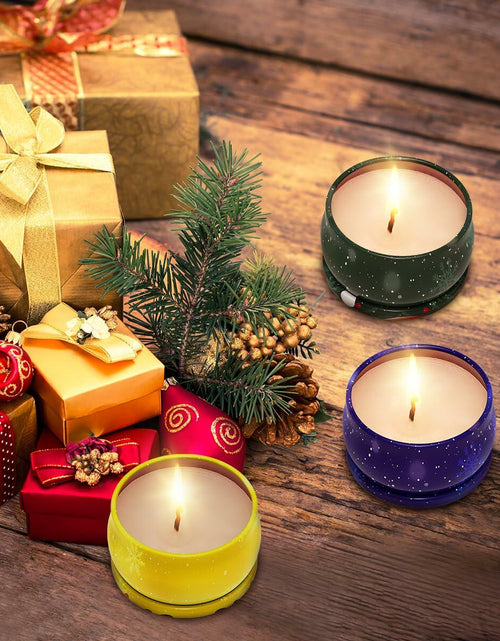 Load image into Gallery viewer, Christmas Scented Candle Set 3 Pack Soy Apple Cinnamon Cedar Vanilla 2.5oz
