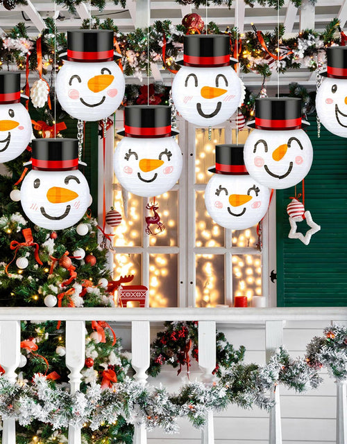 Load image into Gallery viewer, Riakrum 12 Pcs Winter Snowman Paper Lanterns Hanging Christmas Ornaments
