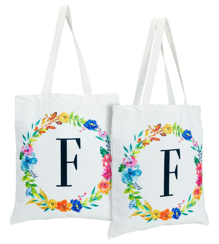 Okuna Outpost Canvas Tote Bags Set of 2 Monogram F Floral 29in