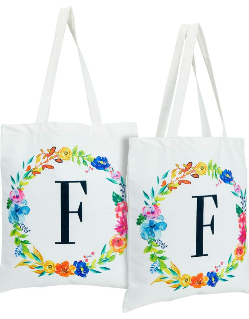 Load image into Gallery viewer, Okuna Outpost Canvas Tote Bags Set of 2 Monogram F Floral 29in
