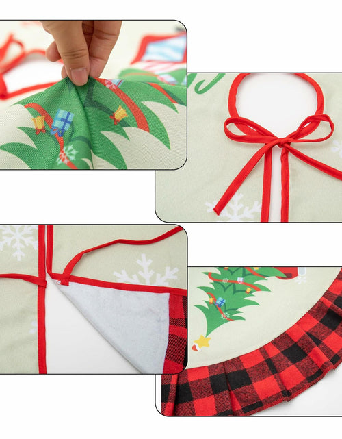 Load image into Gallery viewer, Burlap Christmas Tree Skirt 36" Red Black Buffalo Plaid Truck Farmhouse
