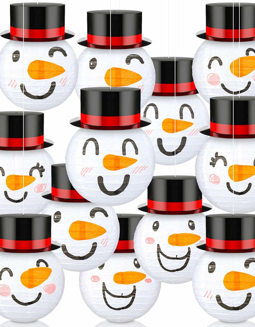 Load image into Gallery viewer, Riakrum 12 Pcs Winter Snowman Paper Lanterns Hanging Christmas Ornaments
