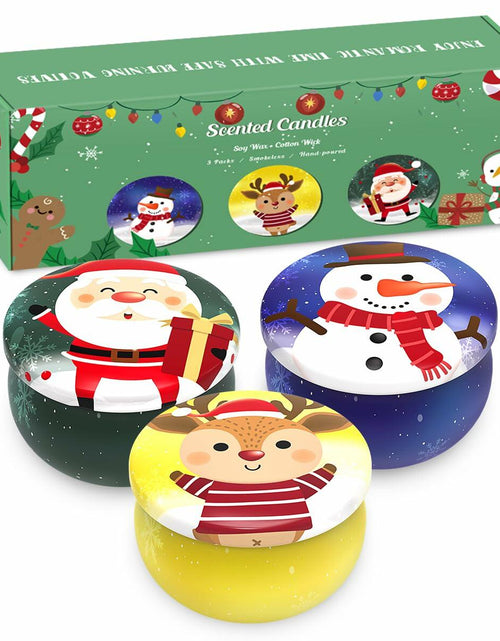 Load image into Gallery viewer, Christmas Scented Candle Set 3 Pack Soy Apple Cinnamon Cedar Vanilla 2.5oz
