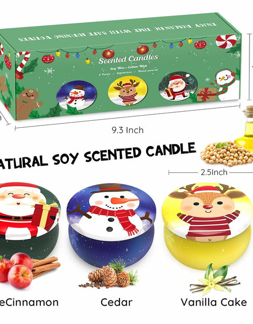 Load image into Gallery viewer, Christmas Scented Candle Set 3 Pack Soy Apple Cinnamon Cedar Vanilla 2.5oz
