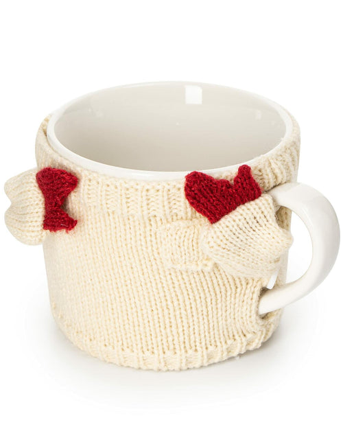 Load image into Gallery viewer, Sweater Mug Winter Cozy 14oz Red White Gloves Tree Holiday Gift
