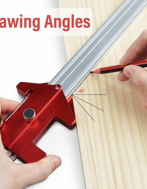 Load image into Gallery viewer, TOURACE Cabinet Handle Jig Aluminum Template Tool Red Woodworking Ruler
