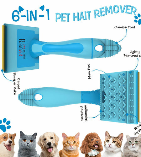 LVHATN 6IN1 Pet Hair Remover Tool for Car Rug Couch Furniture 8.27in
