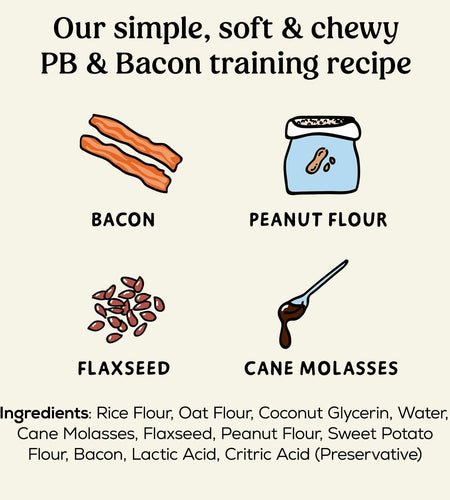 BestBy07/25 Poke's Bac'n Me Crazy Dog Treats Bacon Peanut Butter 6 oz