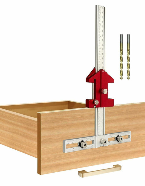 Load image into Gallery viewer, TOURACE Cabinet Handle Jig Aluminum Template Tool Red Woodworking Ruler
