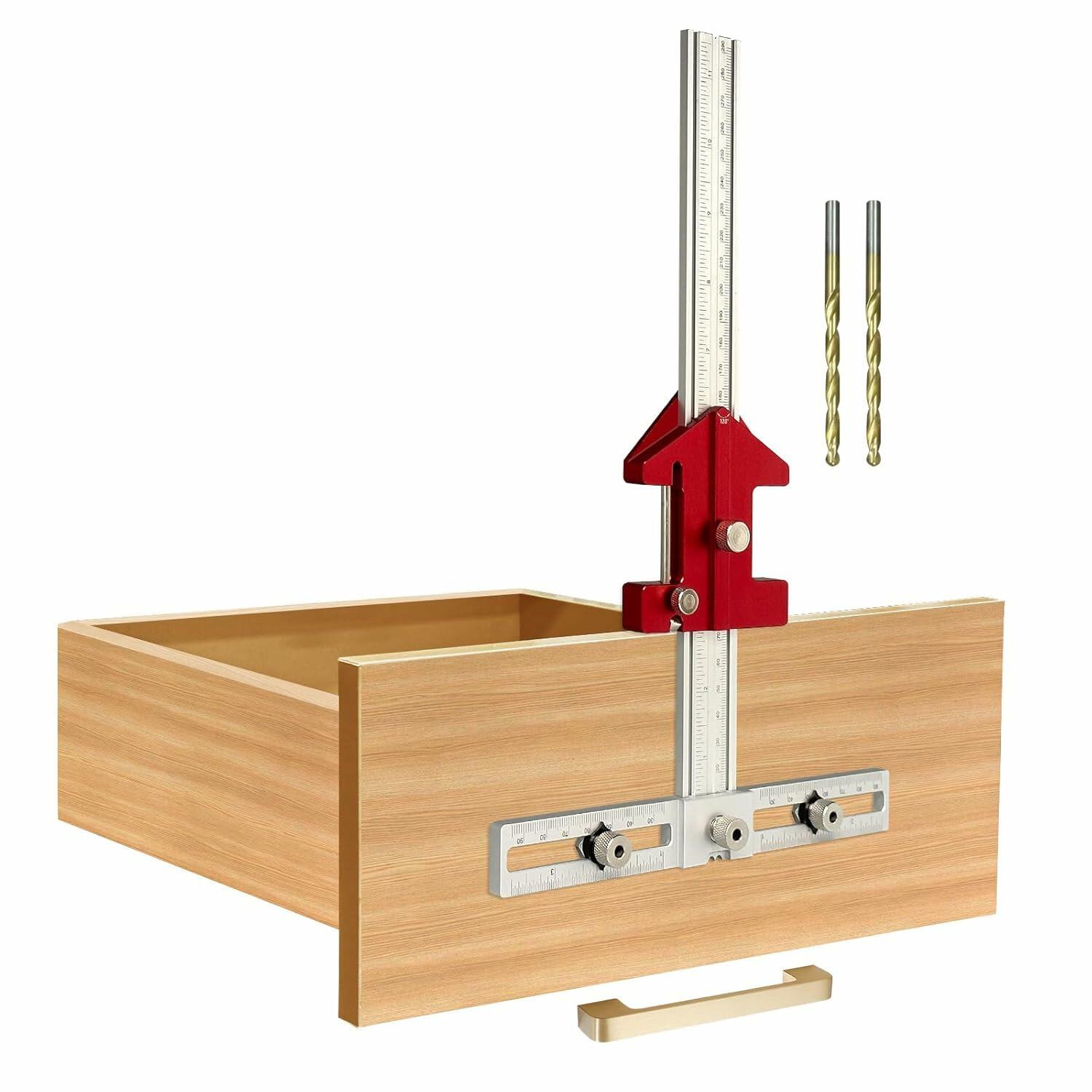 TOURACE Cabinet Handle Jig Aluminum Template Tool Red Woodworking Ruler