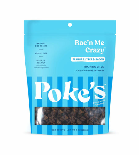 BestBy07/25 Poke's Bac'n Me Crazy Dog Treats Bacon Peanut Butter 6 oz