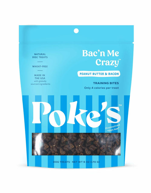 Load image into Gallery viewer, BestBy07/25 Poke's Bac'n Me Crazy Dog Treats Bacon Peanut Butter 6 oz

