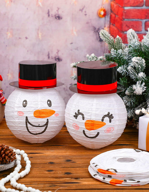 Load image into Gallery viewer, Riakrum 12 Pcs Winter Snowman Paper Lanterns Hanging Christmas Ornaments
