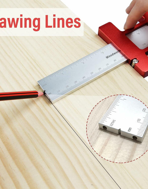 Load image into Gallery viewer, TOURACE Cabinet Handle Jig Aluminum Template Tool Red Woodworking Ruler

