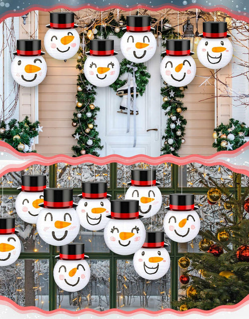 Load image into Gallery viewer, Riakrum 12 Pcs Winter Snowman Paper Lanterns Hanging Christmas Ornaments
