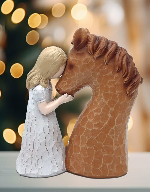 Load image into Gallery viewer, Horse Gifts Girl Embrace Horse Figurine Statue Home Decor Keepsake

