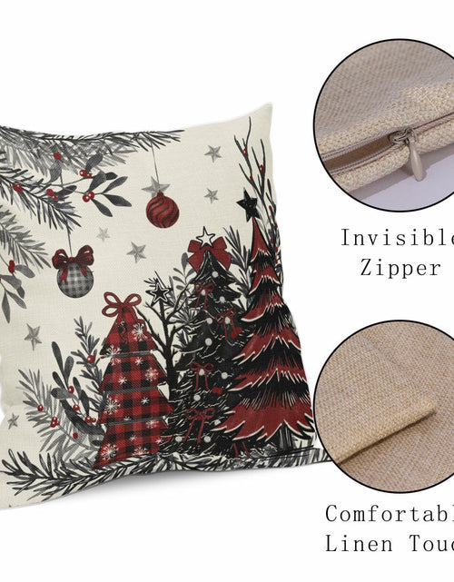 Load image into Gallery viewer, Black Red Christmas Tree Throw Pillow Covers 18x18 Set of 2 Xmas Decor
