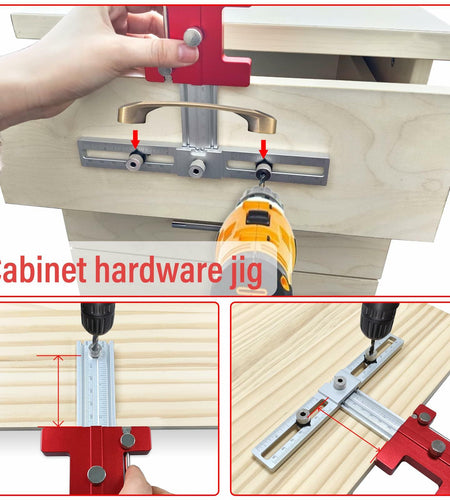 TOURACE Cabinet Handle Jig Aluminum Template Tool Red Woodworking Ruler