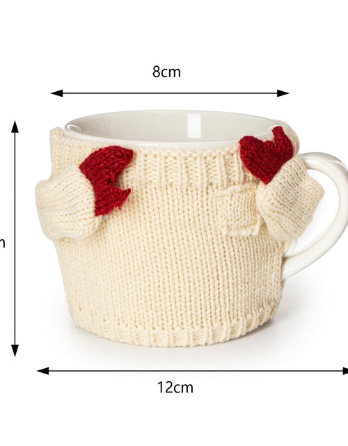 Load image into Gallery viewer, Sweater Mug Winter Cozy 14oz Red White Gloves Tree Holiday Gift
