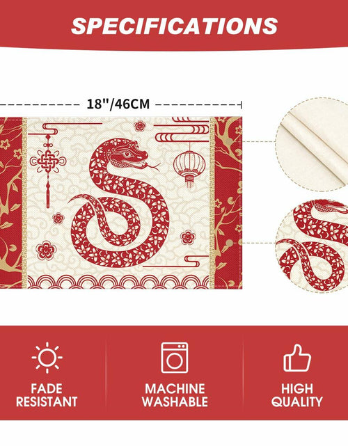 Load image into Gallery viewer, Artoid Mode Zodiac Snake 2025 Placemats Set of 4 12x18in Lunar Table Mats
