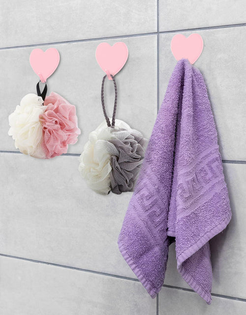 Load image into Gallery viewer, COMNICO 6 Pack Heart Shaped Stainless Steel Adhesive Hooks Silver
