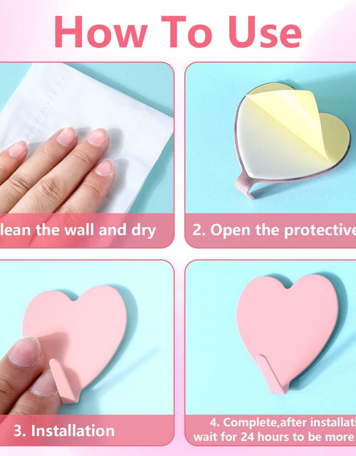 Load image into Gallery viewer, COMNICO 6 Pack Heart Shaped Stainless Steel Adhesive Hooks Silver
