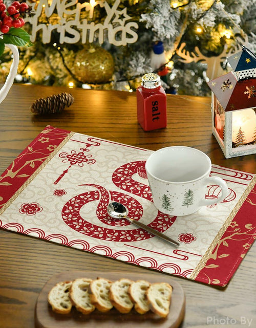 Load image into Gallery viewer, Artoid Mode Zodiac Snake 2025 Placemats Set of 4 12x18in Lunar Table Mats
