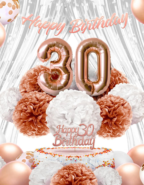Load image into Gallery viewer, EpiqueOne 41-Piece Rose Gold 30th Birthday Party Decorations for Women
