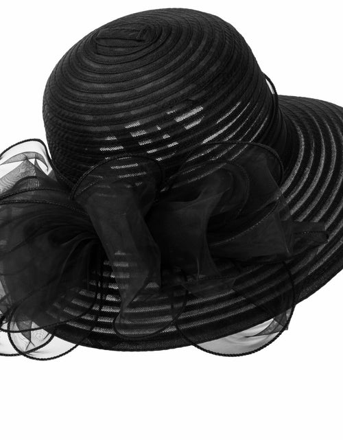 Load image into Gallery viewer, IZUS Lady Derby Straw Hat Organza Bowknot Women Church Cloche Hat
