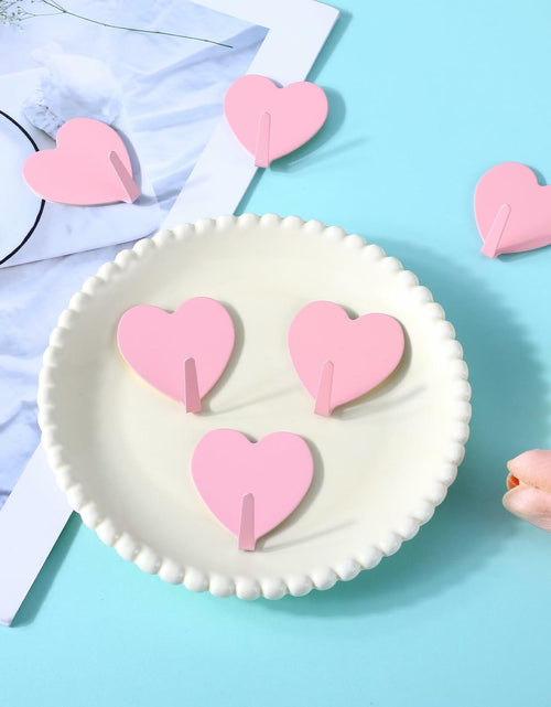 Load image into Gallery viewer, COMNICO 6 Pack Heart Shaped Stainless Steel Adhesive Hooks Silver
