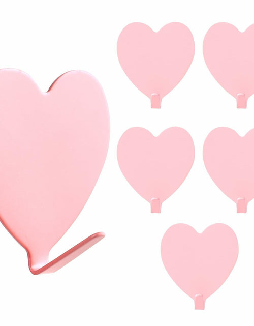 Load image into Gallery viewer, COMNICO 6 Pack Heart Shaped Stainless Steel Adhesive Hooks Silver
