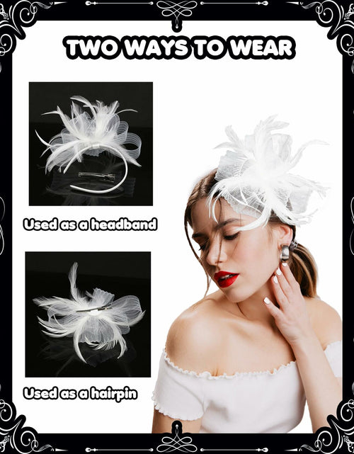 Load image into Gallery viewer, Kidukso Derby Hat Vintage Fascinator Headband Clip White

