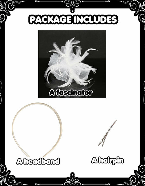 Load image into Gallery viewer, Kidukso Derby Hat Vintage Fascinator Headband Clip White

