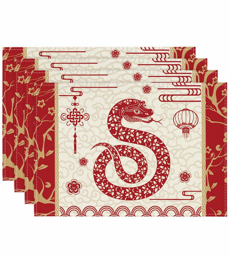 Artoid Mode Zodiac Snake 2025 Placemats Set of 4 12x18in Lunar Table Mats
