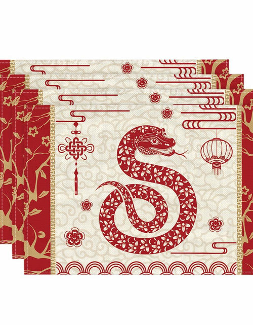 Load image into Gallery viewer, Artoid Mode Zodiac Snake 2025 Placemats Set of 4 12x18in Lunar Table Mats
