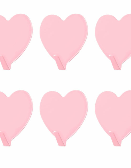 Load image into Gallery viewer, COMNICO 6 Pack Heart Shaped Stainless Steel Adhesive Hooks Silver
