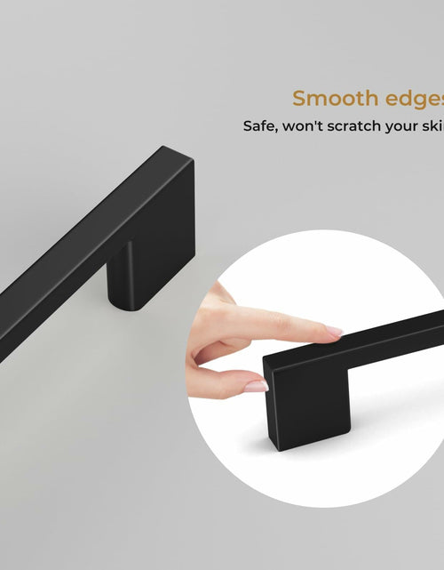 Load image into Gallery viewer, Haliwu 10 Pack Black Cabinet Handles 3-3/4 Inch Hole Center Modern Pulls
