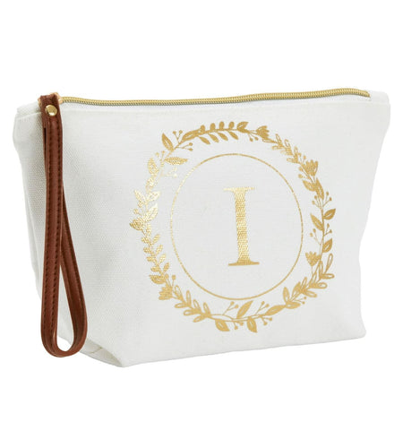 Glamlily Gold Initial I Personalized Makeup Bag White 10x3x6 In