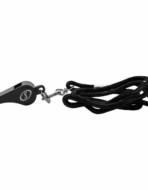 Load image into Gallery viewer, Spalding Plastic Whistle with Lanyard Black 1-Pack
