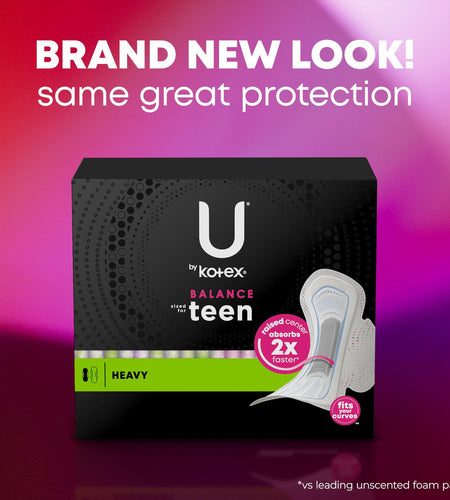 U by Kotex Balance Teen Ultra Thin Pads Heavy Absorbency 28 Count