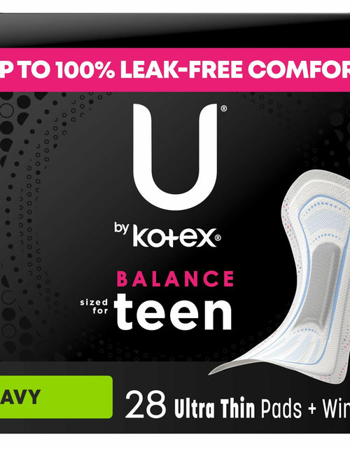 Load image into Gallery viewer, U by Kotex Balance Teen Ultra Thin Pads Heavy Absorbency 28 Count
